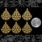 Raw Brass Filigree Teardrop Charms - Three Pairs Mirror Image - XXX - B-C137